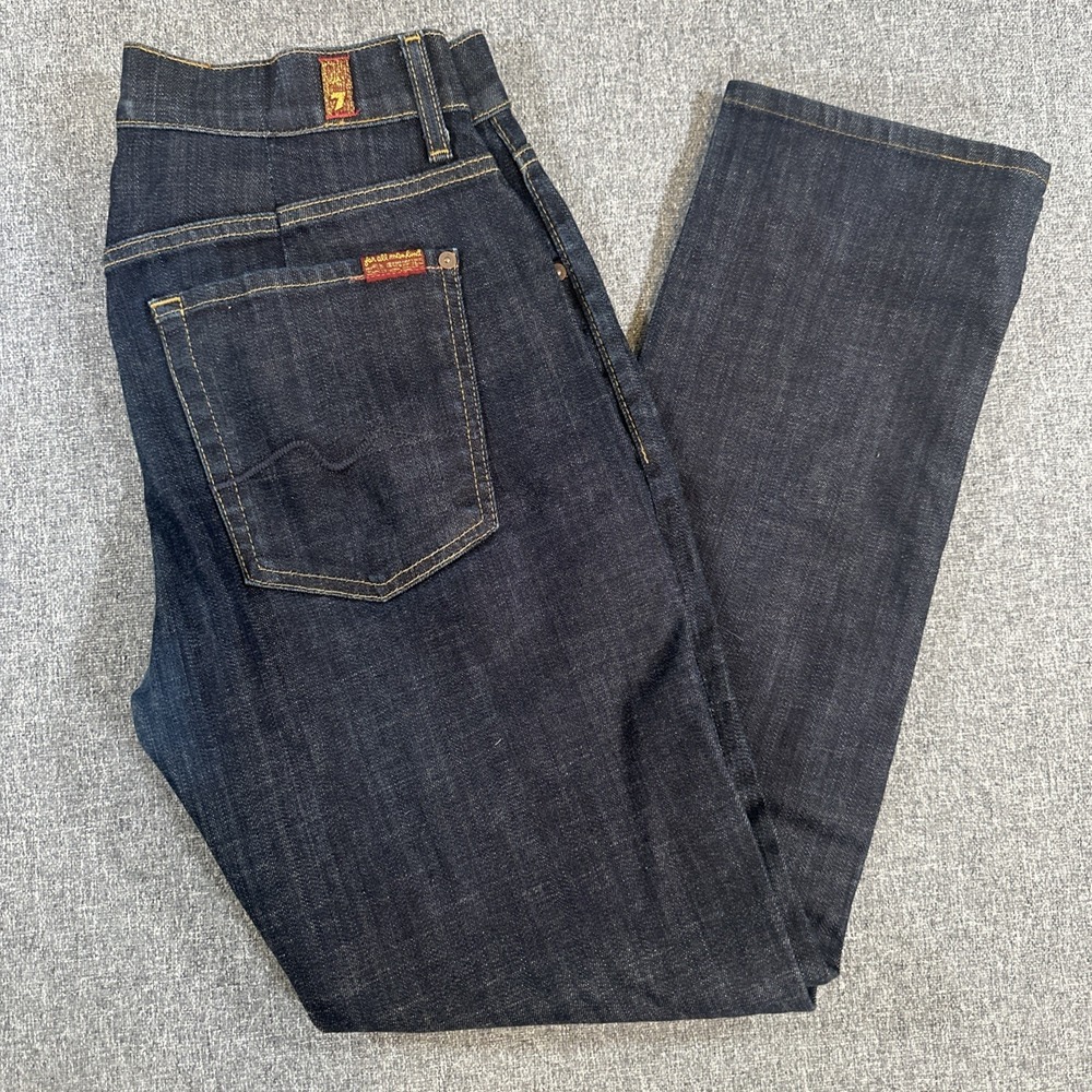 7 For All Mankind‎ The Straight Dark Wash Jeans Mens 32x29 Stretch Denim
